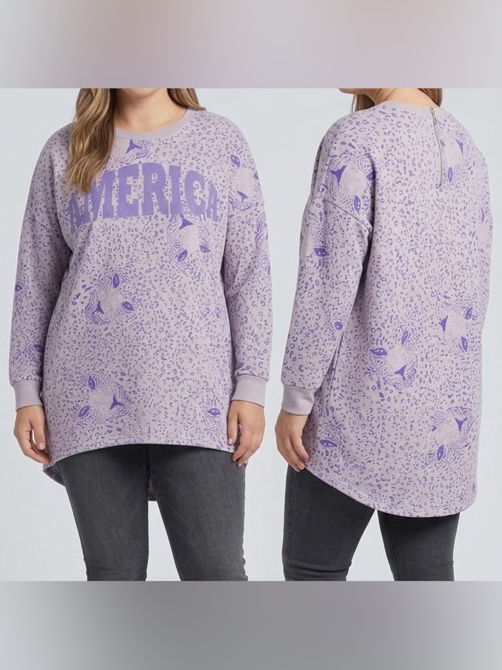 H&M Lavender Scoopneck Graphic Pullover Sweater